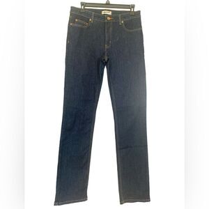 Dickies dark denim pockets zipper button straight leg inseam 33 inches